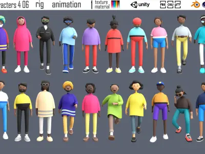 Characters 4 06 nationalities 3D model