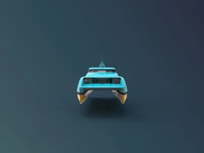 Ferry Roro Ship Catamaran Hull Low-poly 3D model