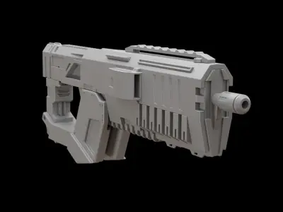 Mecha hard surface assault rifle 3D model buy