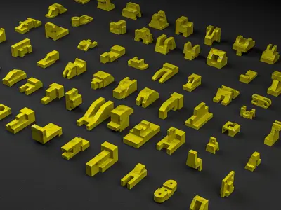 Building Blocks Kit Machined Parts Hard Surface V5 Low-poly 3D model