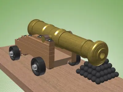 Naval Cannon Free 3D model