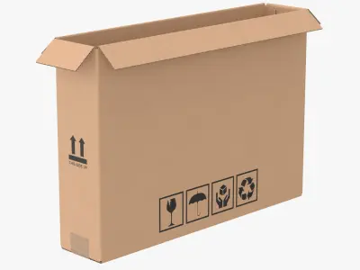Cardboard Box 50x10x35 Open 3D model