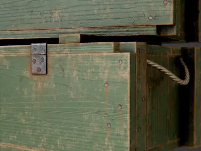 Painted Wooden Ammo Box - PBR Game-Ready Low-poly 3D model