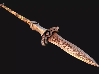 Medieval Wooden Spear Armory Weapon Low-poly 3D model