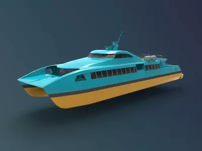 Ferry Roro Ship Catamaran Hull Low-poly 3D model