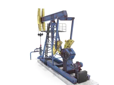 Oil Pumpjack Animated Weathered 1 Low-poly 3D model