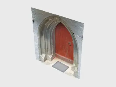 Medieval gothic chapel door portal Low-poly 3D model