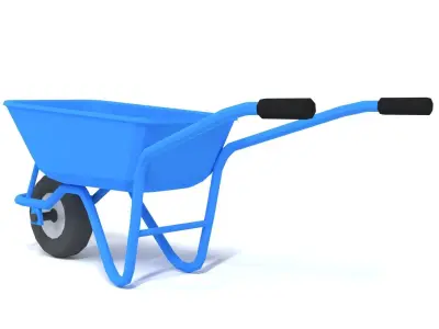 Low Poly Cartoon Wheelbarrow Low-poly 3D model