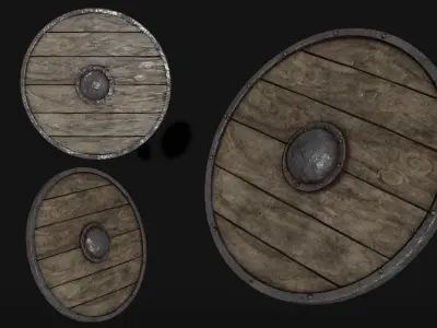 Viking Shield Low-poly 3D model 13