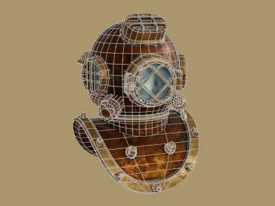 PBR Diving Helmet Low-poly 3D model