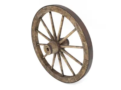 wooden wheel Rusty 3D model Low-poly 3D model