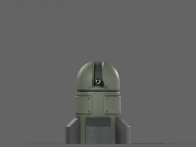 PBR Turret Gun 06 Green Low-poly 3D model