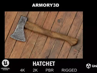 GAME READY HATCHET PBR RIGGED Free low-poly 3D model