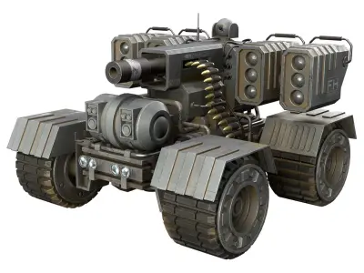UGV Concept-3-Grey-Dirty Low-poly 3D model