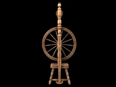Spinning wheel Low-poly 3D model
