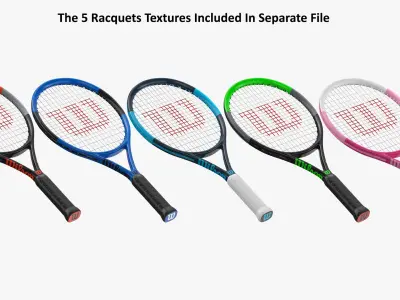 Sports Racquets And Balls Collection 3D model