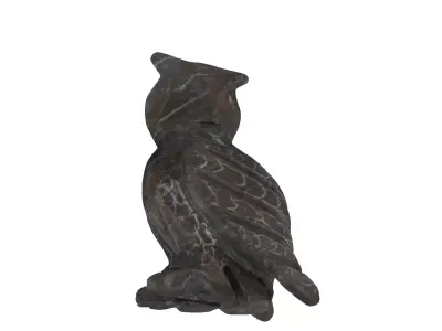 Dark marble statue of a owl 3D model