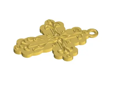 Cross Pendant with Flowral Relief Design  3D print model