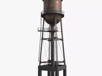 Vintage Water Tower v3 Low-poly 3D model