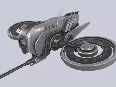 Unmanned Scifi Drone Low-poly 3D model
