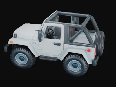  White Jeep 3D Model Low-poly 3D model