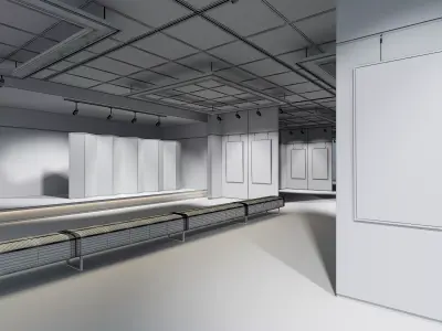 low poly gallery hall Low-poly 3D model