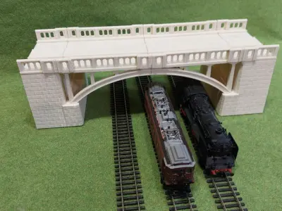 Concrete Double Track Railway Viaduct Low 1-87 FDM 3D print model
