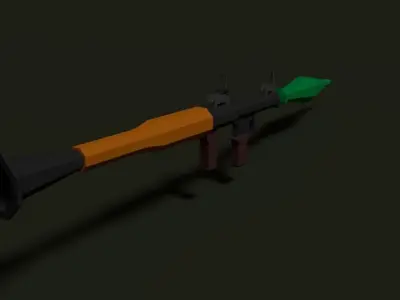 Low Poly RPG-7 orange and rifle Low-poly 3D model