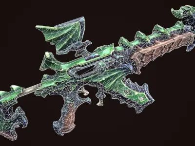 Temple assault rifle Low-poly 3D model