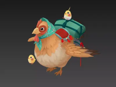 Hen mount Low-poly 3D model purchase