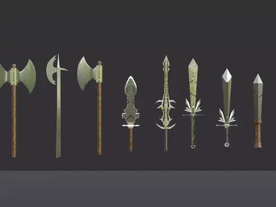 Fantasy Medieval Weapons Pack  Low Poly Game Ready Low-poly 3D model