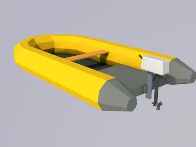 low poly rubber dinghy with motor Free low-poly 3D model