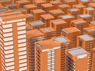 Low-poly Modular Sci-Fi Buildings - 100 Buildings Pack Low-poly 3D model