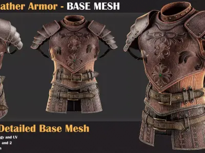 10 High Detail Leather Armor BASE MESH - VOL 21   3D model