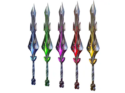a set of cutting weapons Low-poly 3D model 3