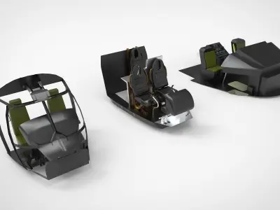 cockpit helicopter 3 type  3D model