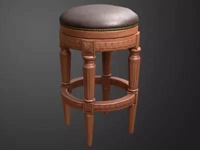 Vintage Stool Low-poly 3D model