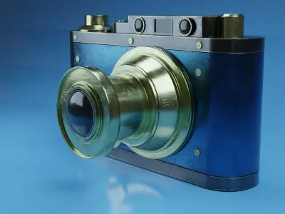 camera-4k PBR vintage camera Low-poly 3D model