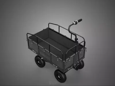 BLACK DARK MOTORIZED BED RAILS DETACHABLE MESH CLOTH POCKET CART 3D model