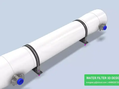 Frp Ro Membrane Housing 4040 Single Pressure Vessel  RO System 3D model