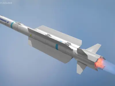 IRIS T AIM 2000 Air to Air Missile Light Gray 3D model