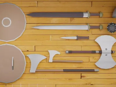 Low poly viking weapons Free low-poly 3D model