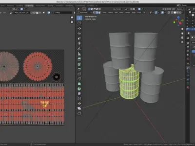 Metal Barrel Collection Low-poly 3D model