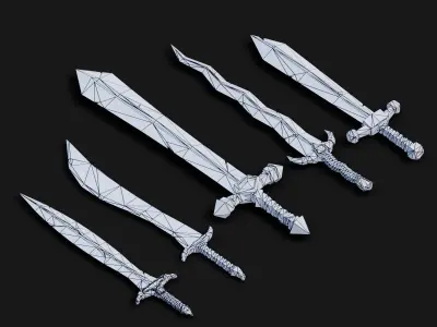 Fantasy swords set  Low-poly 3D model