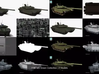 T-90 MS Green Collection 3D Model Pack