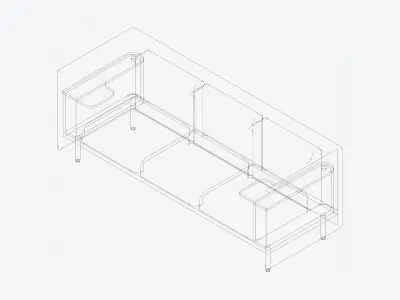 Sofa - Contemporary - Flame - Medium Work Shelf - Leftand Right Low-poly 3D model
