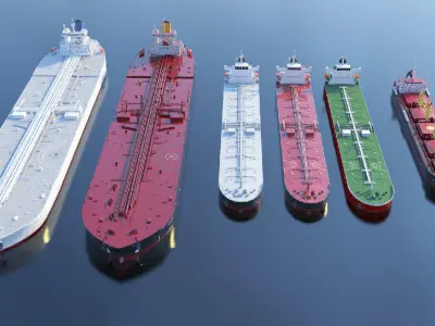 collection ships lowpoly tanker ship Low-poly 3D model