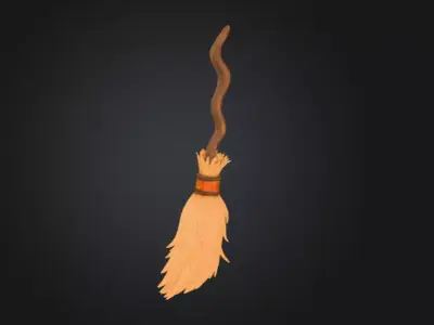 Enchanted Broomstick Low-poly 3D model
