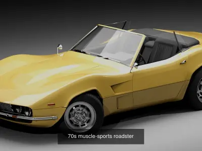70s generic sports car lineup 3D Model Pack purchase