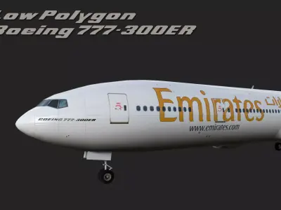 Boeing 777 Emirates Low-poly 3D model